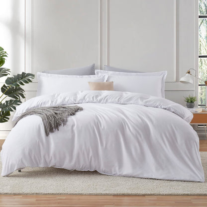 Hearth & Harbor Funda de Edredón Microfibra 3 Piezas - Blanco - Queen