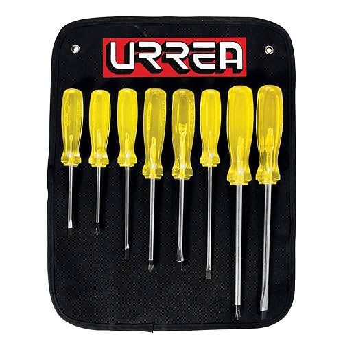Urrea 9600D Juego de destornilladores con mango ámbar combinados, 8 piezas
