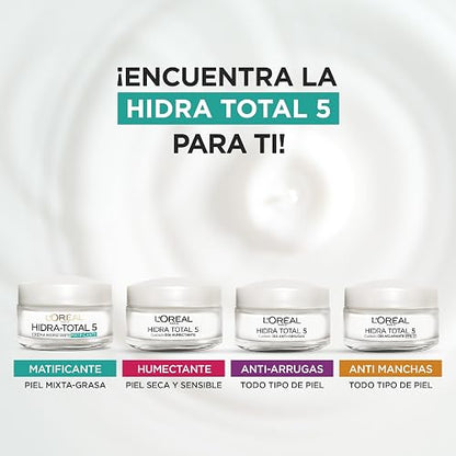 L'Oreal Paris, Crema Anti-Brillo Hidra Total 5 Matificante, 50Ml