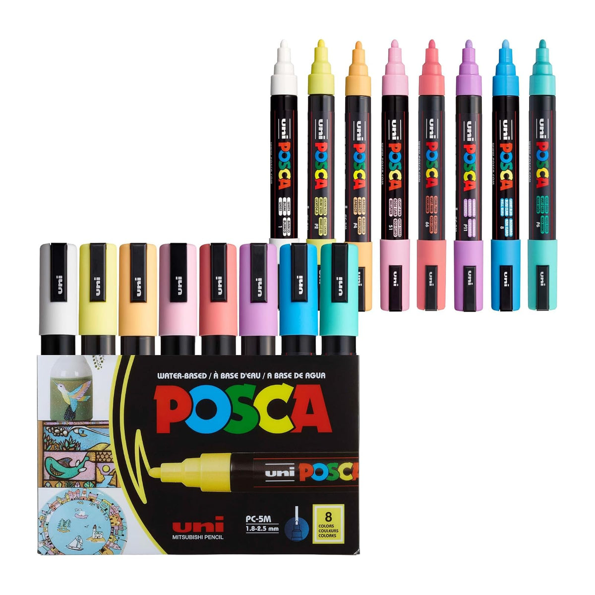 POSCA PASTEL Juego de Marcadores para Arte 8 Piezas PC5M-8SOFT