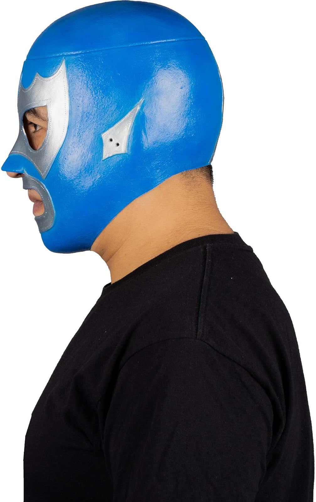 REV Máscara De Luchador Mexicano Alas De Plata Adulto, Diseño Azul Y Plateado Enmascarado De Lucha Libre, Ideal Para Halloween, Eventos Deportivos, Cosplay, Porras Y Partidos