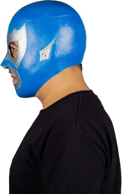REV Máscara De Luchador Mexicano Alas De Plata Adulto, Diseño Azul Y Plateado Enmascarado De Lucha Libre, Ideal Para Halloween, Eventos Deportivos, Cosplay, Porras Y Partidos