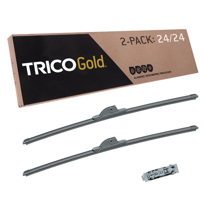 TRICO Gold Juego de 2 Plumas Limpiaparabrisas Super Premium - 24" + 24" Paquete de 2