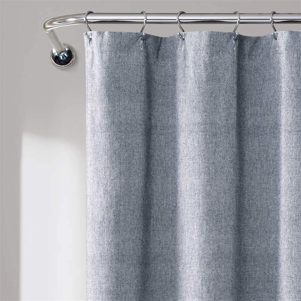 Lush Decor, Navy Nantucket - Cortina de Ducha con Flecos de algodón teñido, 72 x 72 Pulgadas, 72 x 72 Pulgadas