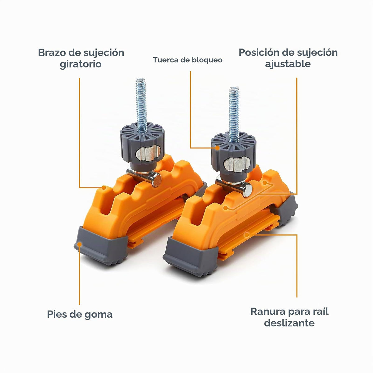 Bora 542011 Bora WTX Track Clamps Pair | Juego de 2 abrazaderas de guía para cortes angulares precisos para WTX y NGX, fijación rápida.