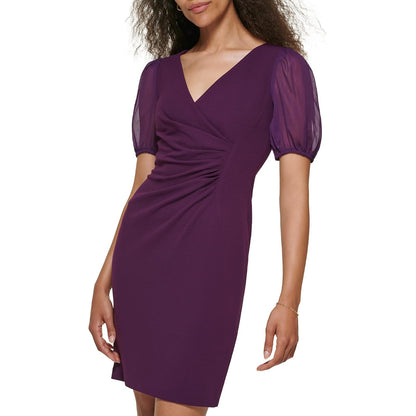 DKNY Vestido Fruncido Lateral de Gasa crepé para Buceo Vestido para Mujer