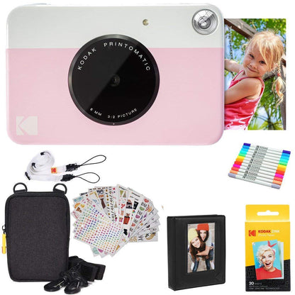 Kodak Printomatic Cámara Instantánea con Kit de Accesorios - Pink - Paquete de inicio