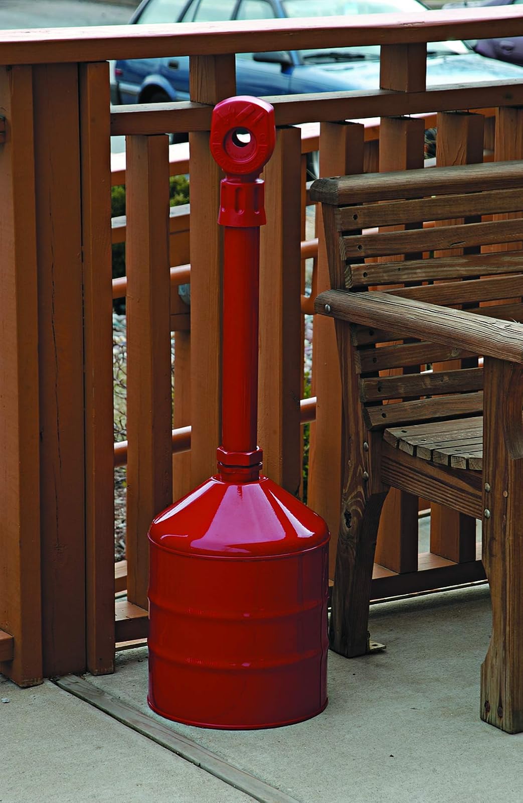 Justrite 26811R - Recipiente de acero resistente para cigarrillos, capacidad de 5 galones, 11-1/2 pulgadas de diámetro x 38-1/2 pulgadas de altura, rojo