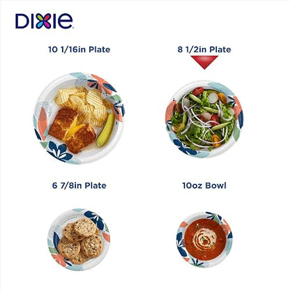 Dixie Paper Plates, 8 1/2 inch, Dinner Size Printed Disposable Plate, 90 Count
