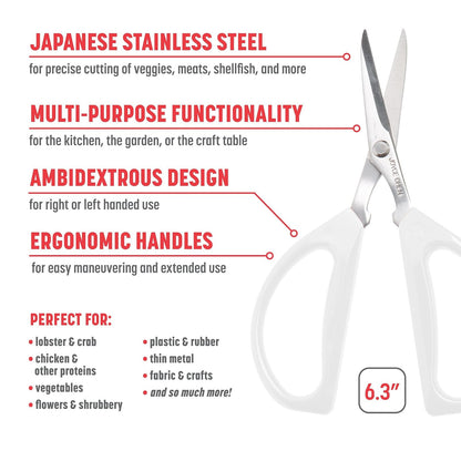 Joyce Chen Original Unlimited Kitchen Scissors with White Handles