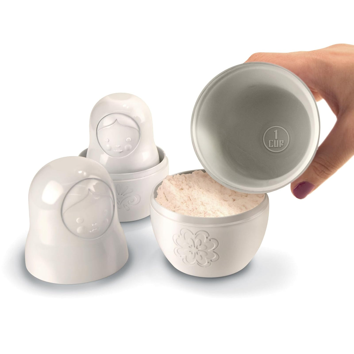 Fred & Friends - Vasos medidores M-CUPS White Matryoshka Dry, juego de 6