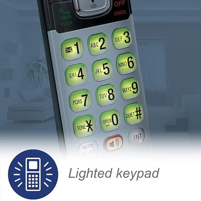 Teléfono Vtech DECT 6.0 con base para identificación de llamadas y llamada en espera, Azul/Negro
