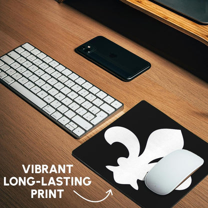 3dRose 8 x 8 x 0.25 Inches Mouse Pad, Fleur De Lis White on Black (mp_35248_1)