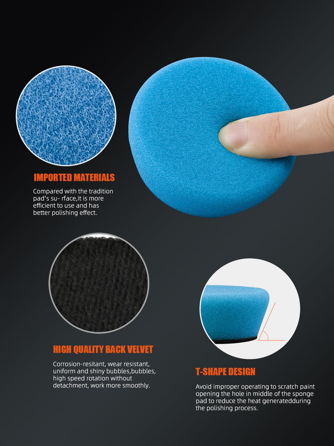SPTA - Kit de detalles de coche: almohadillas para orejas de pulido de 25 mm, 50 mm y 80 mm, cera para preservar y pulir, aplicador de pulido