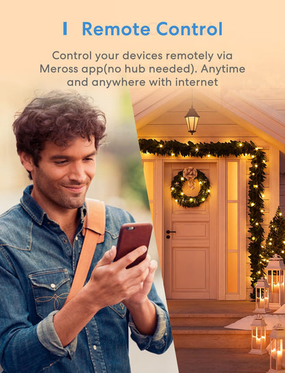meross Outdoor Smart Plug Compatible with Apple HomeKit, Siri, Alexa, Google Assistant and SmartThings, Waterproof WiFi Outdoor Outlet, Remote & Voice Control, Timer, FCC and ETL Certified