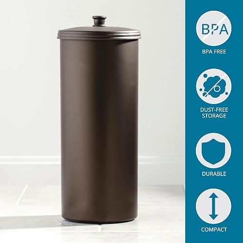 InterDesign Kent Portarrollos con tapa, compacto porta rollos de papel higiénico de pie para el baño fabricado en plástico, bronce