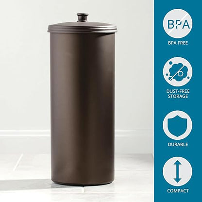 InterDesign Kent Portarrollos con tapa, compacto porta rollos de papel higiénico de pie para el baño fabricado en plástico, bronce