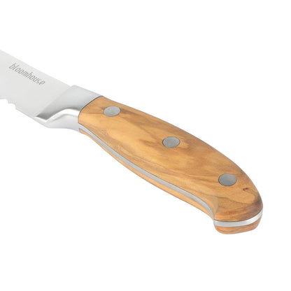 - Juego de 7 cuchillos de cocina de madera de olivo italiano alemán forjado de acero inoxidable, dos veces la marca ganadora de las cosas favoritas de Oprah