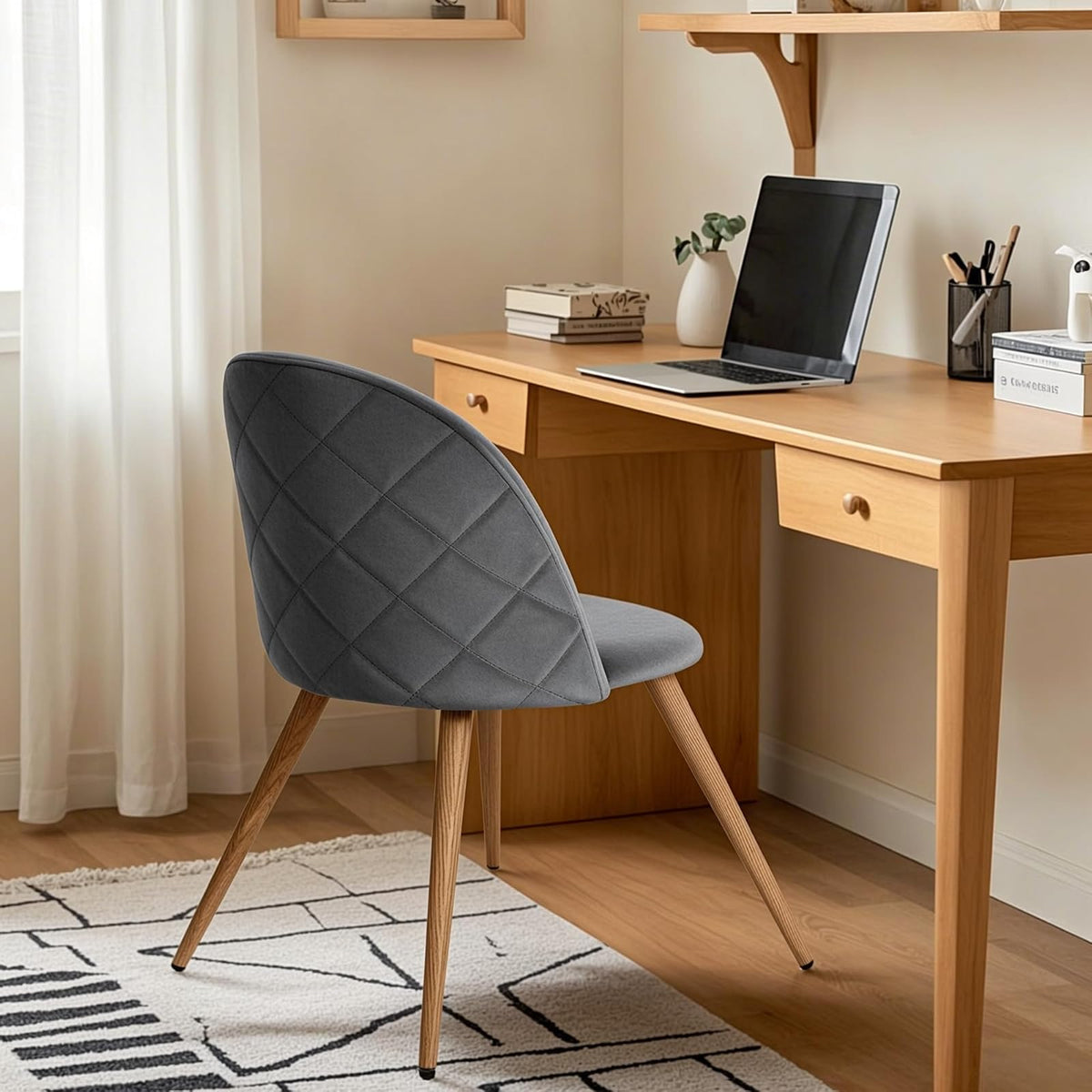 CangLong - Juego Moderno de 2 sillas de Comedor de Mediados de Siglo, Modernas, tapizadas de Terciopelo con Patas de Metal Dorado para Comedor, Sala de Estar, Cocina, recámara, habitación de