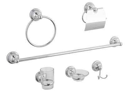 DICA, Juego de Accesorios de 6 Piezas, Zamak, Acabado Cromo, Funcionamiento Sostener o Contener Agua, Jabon, Toallas, Batas, según el Producto es su Aplicación, 2600