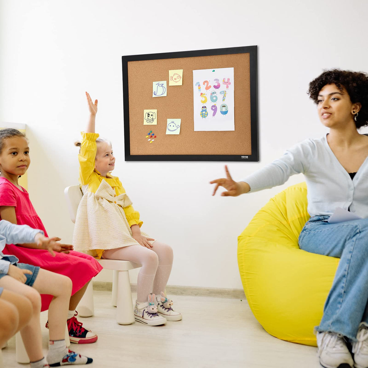 VEVOR - Tablero de corcho para oficina, tablero de anuncios de 36 x 24 pulgadas para pared, tablero de visión con marco para oficina, hogar y escuela