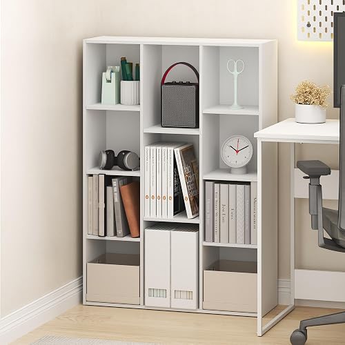 Furinno Estante Abierto Reversible de 11 Cubos, Librero Organizador, Color Blanco