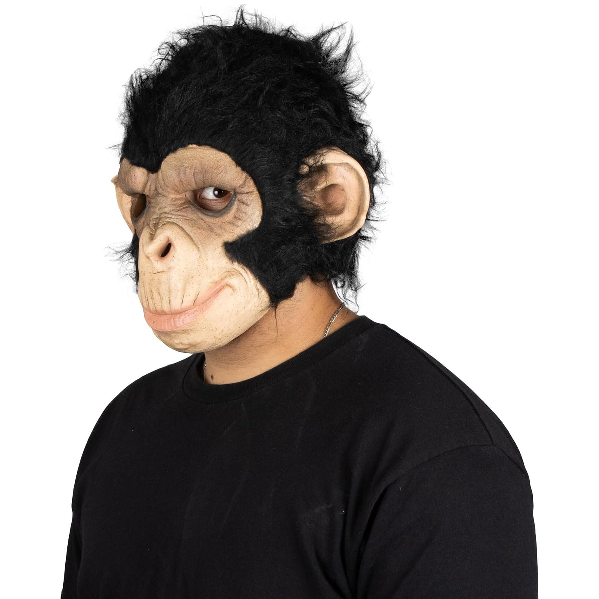Chimp George, Máscara de Monkey Chango Gorila con Pelo, Máscaras de Animales para Disfraz de Mono, Ideal para Halloween y Fiesta de Disfraces