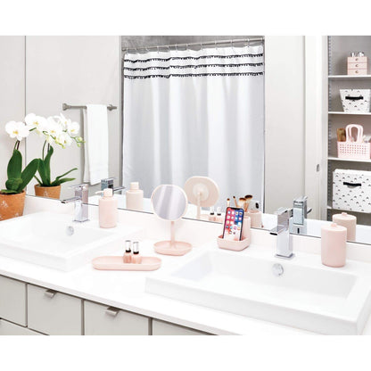 iDesign Cade Plastic Round Vanity, Standing Makeup Mirror and Accessory Tray for Countertop, Bathroom, Bedroom, Desk, Dorm, Blush