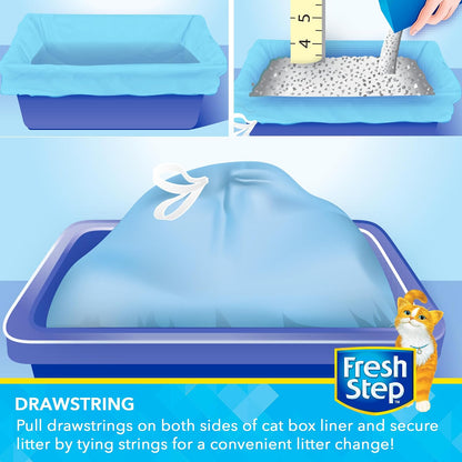 Fresh Step Bolsas de Arena Grandes con cordón, Forros Resistentes para Caja de Arena de Gatos, perfumadas y sin Perfume, Limpieza rápida y fácil, perfumadas, Grandes, Paquete de 3