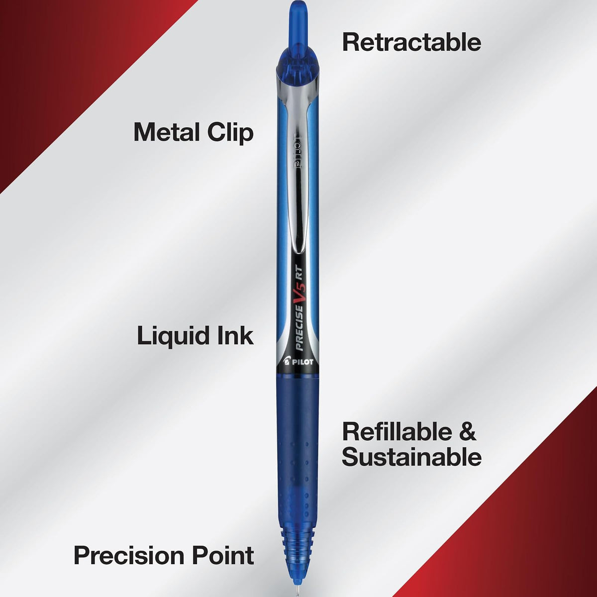 Pilot Precise V5 RT 26055 Bolígrafos retráctiles, punta extra fina de 0.5 mm, paquete de 4