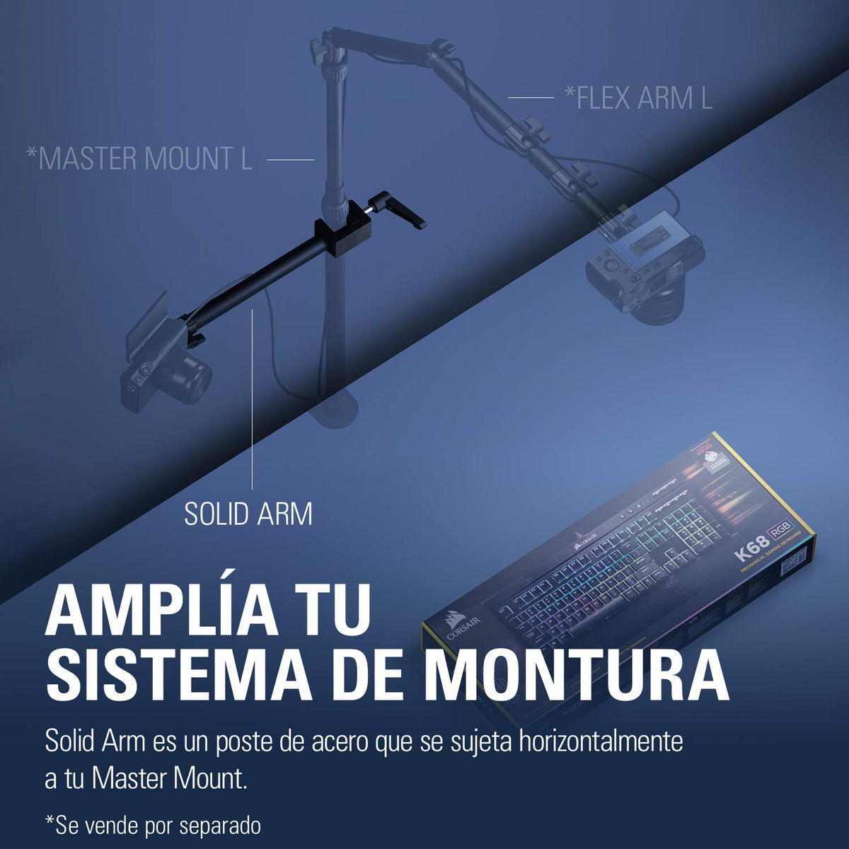 Elgato Solid Arm - Brazo de Soporte con Abrazadera con Goma, para Montar y Ajustar fácilmente Luces, cámara y micrófonos, para Streaming, videoconferencia y Estudios