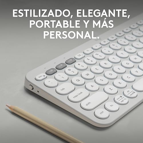 Logitech Pebble Keys 2 K380s, Teclado Bluetooth multidispositivo, accesos directos, estilizado y Portable, Easy-Switch, Windows, macOS, iPadOS, Android, ChromeOS - Blanco