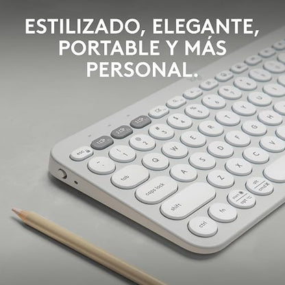 Logitech Pebble Keys 2 K380s, Teclado Bluetooth multidispositivo, accesos directos, estilizado y Portable, Easy-Switch, Windows, macOS, iPadOS, Android, ChromeOS - Blanco