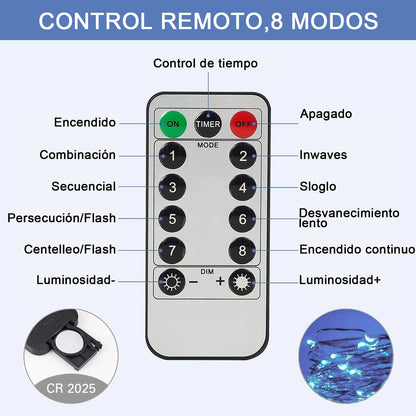 DOSYU Cortina de Luces LED Calido Blanco 3Mx3M 300LEDs, 8 Modos de lluminación, Lámparas Decorativas Impermeables para Interior y Exterior con Gancho, Luz Cadena para Navidad, Fiestas, Jardín, Boda