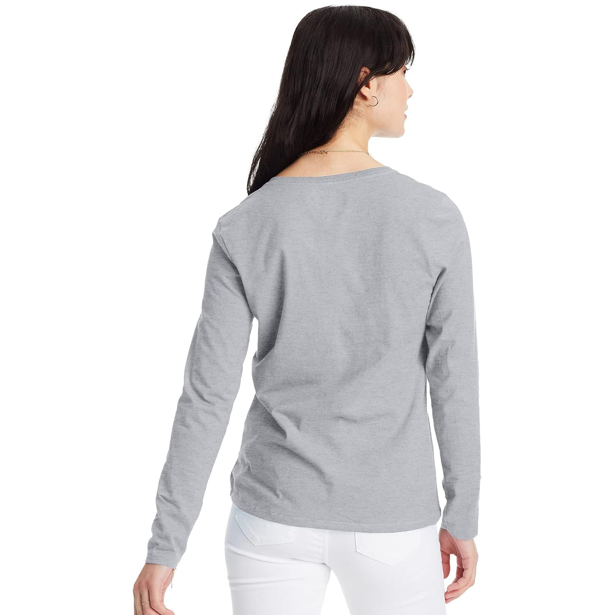 Hanes Women's V-Neck Long Sleeve tee Camiseta Mujer