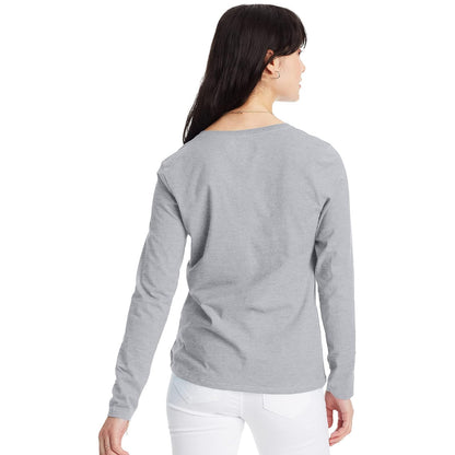 Hanes Women's V-Neck Long Sleeve tee Camiseta Mujer