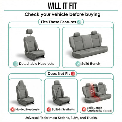 FH GROUP FH-FB050217 Three Row Set Flat Cloth Car Seat Covers (4 Bucket Covers, 1 Solid Bench Cover), Green/Black Color - Fit Most Car, Truck, SUV, or Van