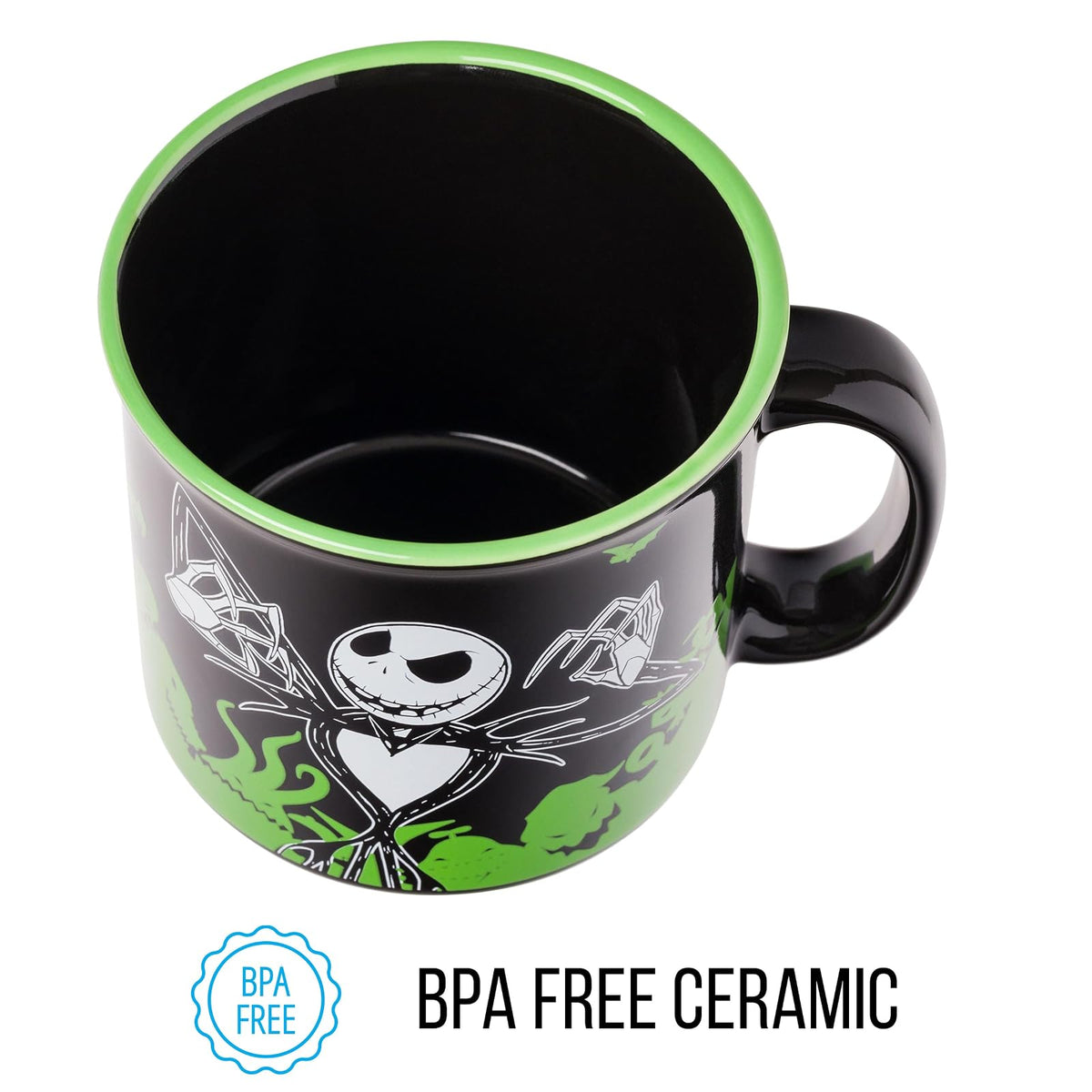 Silver Buffalo Disney The Nightmare Before Christmas Your Worst Nightmare With Jack Skellington Taza de cerámica para campista, 20 onzas