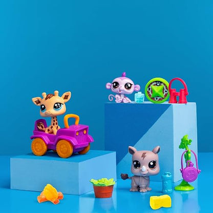 Littlest Pet Shop Safari Mascotas #53,#54, #55, LPS Bobble Head Play Pack Set de Figuras Coleccionables para Niñas Original de Bandai