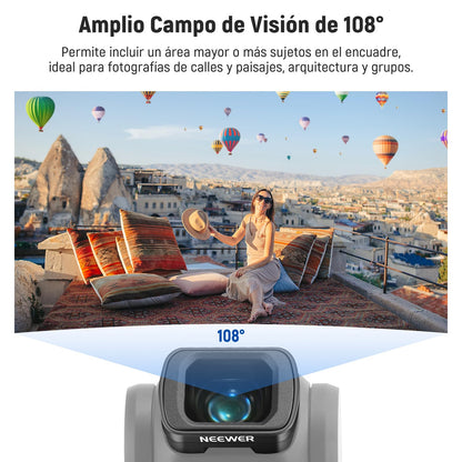 NEEWER Lente Gran Angular de 0.75X Compatible con dji OSMO Pocket 3, Campo de visión ampliado de 108°, Objetivo de cámara asférica recubierta magnética, Accesorios Action CAM, LS-45