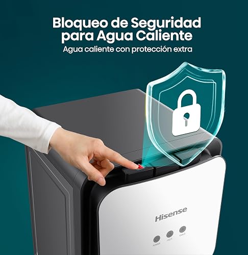 Hisense H04WDBS3S3-Dispensador de Agua, Carga Oculta, Gris | Enfriamiento rápido,Alerta de Agua Baja,Bloqueo de Seguridad para Agua Caliente,Dispensador de Agua en Múltiples Temperaturas