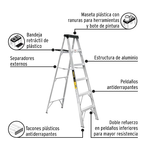 Pretul EST-35P, Escalera de Tijera Tipo III 5 escalones y Bandeja