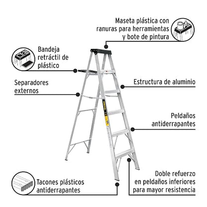 Pretul EST-35P, Escalera de Tijera Tipo III 5 escalones y Bandeja
