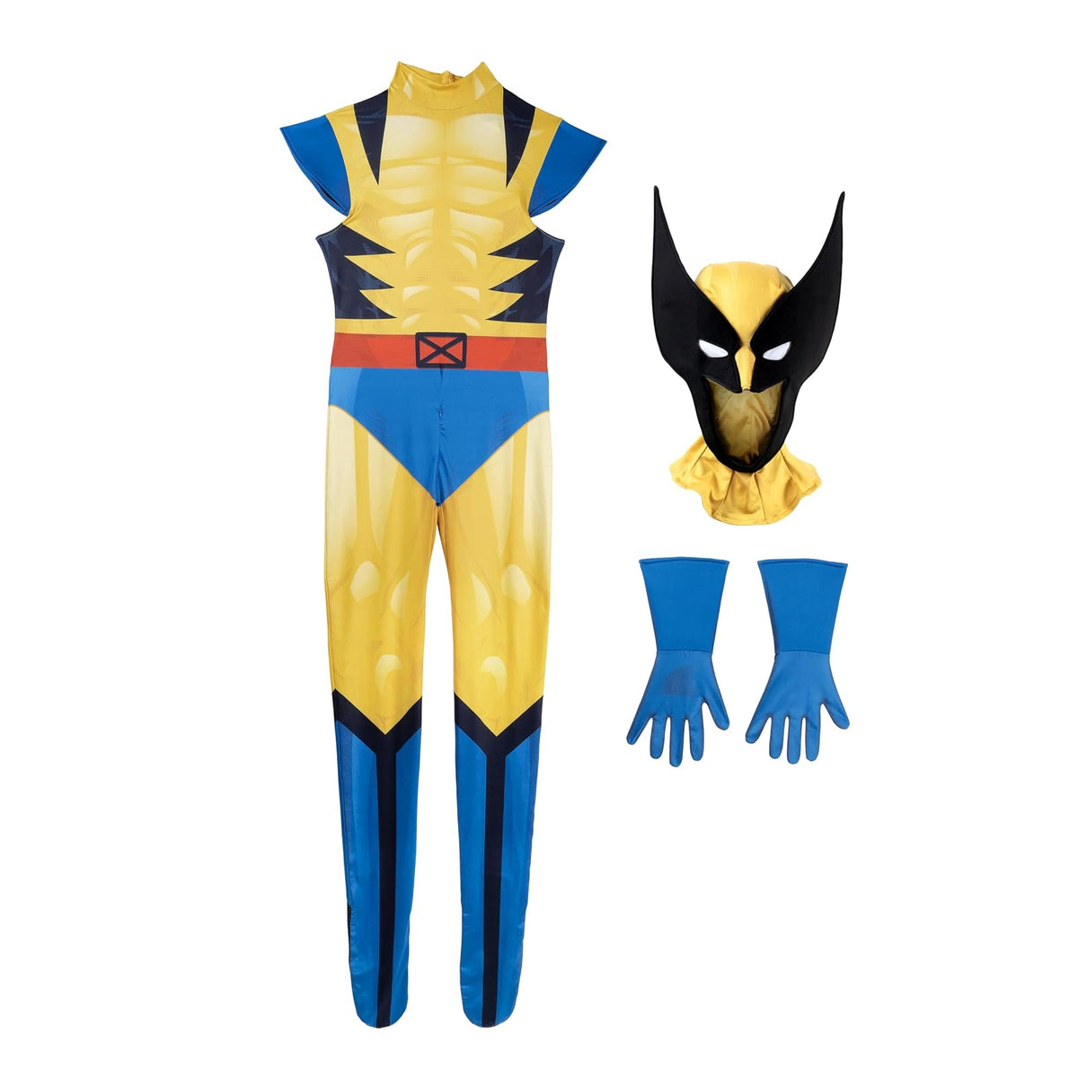 MARVEL Wolverine - Disfraz oficial de lujo Zentai de Halloween para adultos, traje de elastano elástico de dos vías con guantes y garras