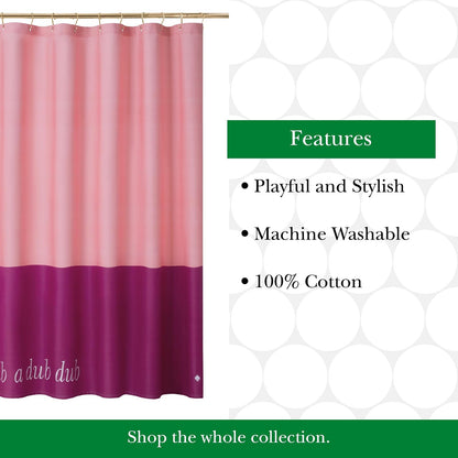 Kate Spade New York Scrub A Dub - Cortina de Ducha con Bloques de Color, 72 x 72 Pulgadas, Hecha de 100% algodón, Lavable a máquina, Cortina de Ducha Rosa de Dos Tonos