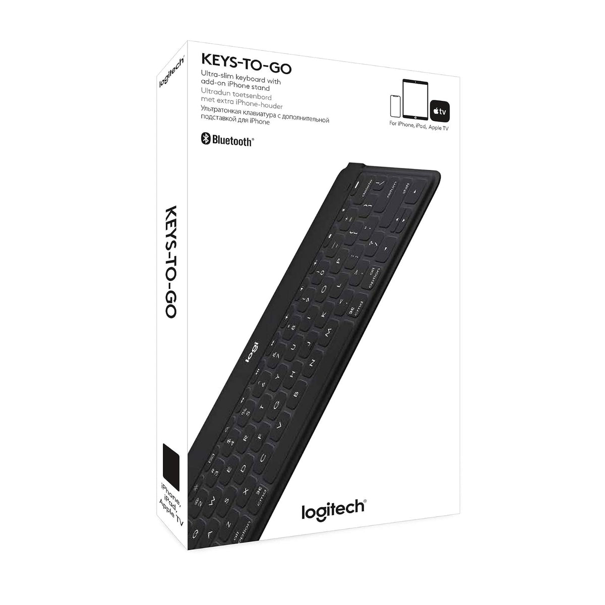 Logitech Teclado Keys-To-Go Fino y Delgado con Bluetooth para iPhone, iPad; Apple TV y Todos los Dispositivos iOS - Negro