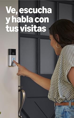 Timbre con cámara inalámbrico Ring - Video de cuerpo completo, video en vivo con audio bidireccional, alertas y detección de movimiento. Níquel satinado