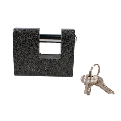 Lock Prolok P19C80 Candado de hierro para cortina metálica 80 mm, negro, llave estándar