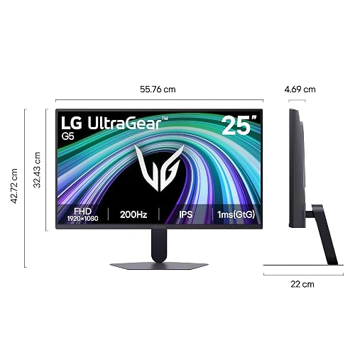 LG Monitor Ultragear 25G523B-B, 200Hz Full HD, (1920 x 1080), Gaming, Tiempo de Respuesta 1ms (GtG at Faster), Contrast Ratio de 1000:1, Compatible con AMD Freesync Premium& G-Sync