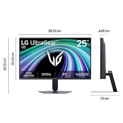 LG Monitor Ultragear 25G523B-B, 200Hz Full HD, (1920 x 1080), Gaming, Tiempo de Respuesta 1ms (GtG at Faster), Contrast Ratio de 1000:1, Compatible con AMD Freesync Premium& G-Sync